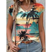 Women's Tank Top Ombre Vacation Print Khaki Sleeveless Hawaiian V Neck Summer Lightinthebox