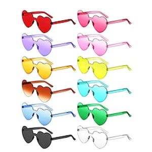Heart Sunglasses for Women, Trendy Rimless Transparent Candy Color Heart Glasses for Party Favor Lightinthebox