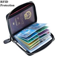 RFID Antimagnetic Genuine Leather 40 Card Slots Card Holder Passport Storage Bag