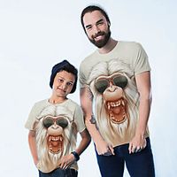 Family Look Beige Active Graphic Animal Print Short Sleeve Tee  Kids Lightinthebox - thumbnail