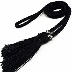 moyoto women's fashion bowknot thin braided belt for dress with tassel (multicolor) (black) Lightinthebox