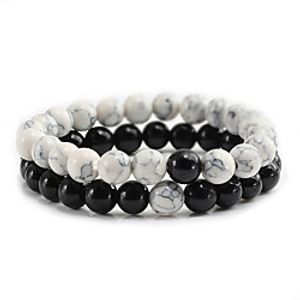 Men's Bead Bracelet Beads Fashion Trendy Stone Bracelet Jewelry BlackWhite / White / Black For Gift Festival miniinthebox