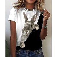 Women's T shirt Tee White Graphic Print Short Sleeve Daily Weekend Basic Round Neck Regular Painting S Lightinthebox - thumbnail