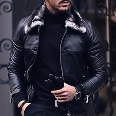 Men's Faux Leather Jacket Fleece Jacket Biker Jacket Outdoor Daily Wear Warm Pocket Fall Winter Plain Fashion Streetwear Lapel Regular Black Jacket Lightinthebox Men's Faux Leather Jacket Fleece Jacket Biker Jacket Outdoor Daily Wear Warm Pocket Fall Winter Plain Fashion Streetwear Lapel Regular Black Jacket Lightinthebox