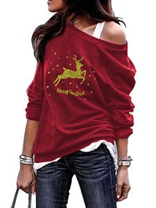Round Neck Christmas Print Long Sleeve T-shirt