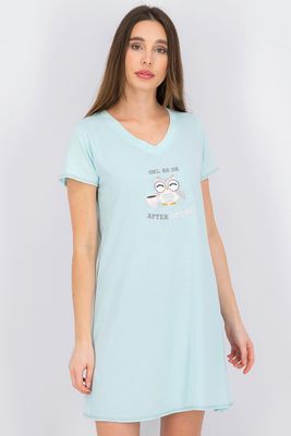 Womens Embroidered Sleepwear Dress Aqua Womens Embroidered Sleepwear Dress Aqua