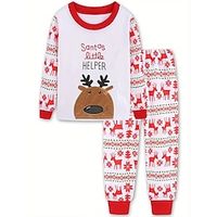 Santa Claus Reindeer Family Christmas Pajamas Nightwear Boys Girls' Family Matching Outfits Christmas New Year Christmas Eve Kid's Home Wear Polyester Top Pants Lightinthebox - thumbnail