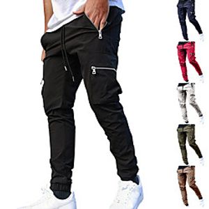 Men's Casual  Sporty Streetwear Comfort Outdoor Casual Daily Jogger Pants Tactical Cargo Trousers Pants Solid Color Full Length Zipper Pocket ArmyGreen Gray Khaki Black Red Lightinthebox