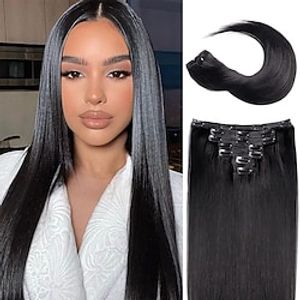 Straight Clip in Hair Extensions Real Human Hair 100g Seamless Brazilian Remy Hair Extensions 10A Double Weft Straigfht Clip ins 7Pieces with 16Clips Lightinthebox