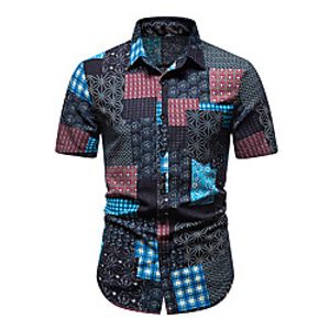 Men's Shirt Graphic Short Sleeve Casual Tops Ethnic Style A B C Lightinthebox