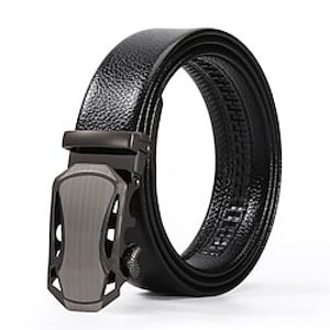 Men's Faux Leather Belt Ratchet Belt Black 1# Black 2# Faux Leather Stylish Classic Casual Plain Daily Vacation Going out miniinthebox