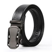 Men's Faux Leather Belt Ratchet Belt Black 1# Black 2# Faux Leather Stylish Classic Casual Plain Daily Vacation Going out miniinthebox - thumbnail
