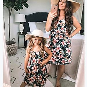 Floral Print Sling Dresses for Mommy and Me Lightinthebox