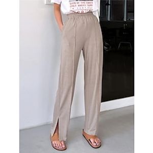 Women's Pants Trousers Straight Full Length High Cut High Waist Fashion Casual Daily Wear Streetwear Khaki S M Spring Lightinthebox