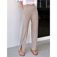 Women's Pants Trousers Straight Full Length High Cut High Waist Fashion Casual Daily Wear Streetwear Khaki S M Spring Lightinthebox - thumbnail