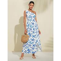 Printed One Shoulder Maxi Dress