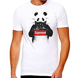Men's Unisex Tee T shirt Hot Stamping Graphic Prints Panda Letter Plus Size Print Short Sleeve Casual Tops Cotton Basic Designer Big and Tall White miniinthebox
