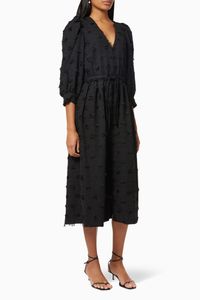 Rika Textured Midi Dress in Crepe