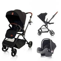 Teknum Stroll - 1 Travel System With Teknum Stroll - 1 Reversible Travel Stroller - Compacto Baby Car Seat Lightweight Design Push Button Folding Newborn 0 - 4 Years Upto 22kg - Black CM_TKSTROLL1TS_BK