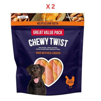Rosewood Chewy Twist Chicken Dog Treats 345g Value Pack of 2