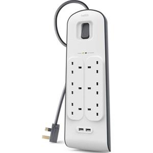 Belkin 6-Outlet Surge Protector 18W USB-A USB-C Ports 2M Cord | Surge protection | Power delivery | 2m cord | Space-saving design