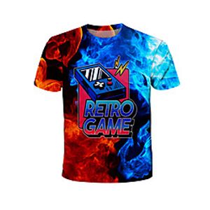 Kids Boys' T shirt Short Sleeve 3D Print Graphic Letter Blue Children Tops Summer Active Regular Fit 4-12 Years Lightinthebox