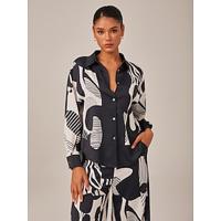 Black And White Geometric Satin Shirt