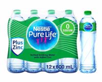 Nestlé Pure Life Zinc Plus, Zero Sodium, Bottled Drinking Water, 12 X 600 Ml