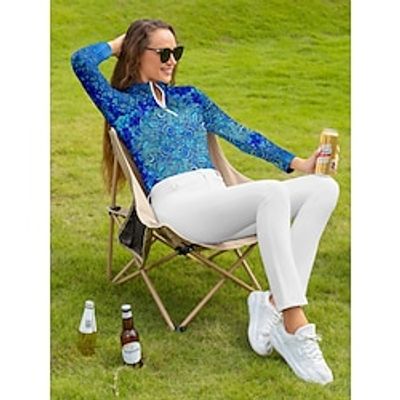 Women's Golf Polo Shirt Blue Long Sleeve Top Paisley Ladies Golf Attire Clothes Outfits Wear Apparel Lightinthebox