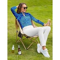 Women's Golf Polo Shirt Blue Long Sleeve Top Paisley Ladies Golf Attire Clothes Outfits Wear Apparel miniinthebox