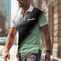 Ombre Men's Business Casual Waffle Polo Shirt Going out Gym golf shirts Polyester Short Sleeve Turndown Polo Shirts Green Spring Summer S M L Micro-elastic Lapel Polo Lightinthebox