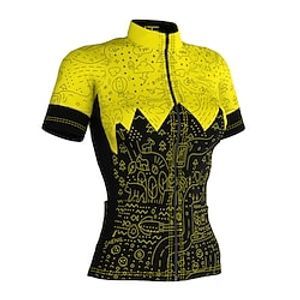 21Grams Women's Cycling Jersey Short Sleeve Bike Top with 3 Rear Pockets Mountain Bike MTB Road Bike Cycling Breathable Quick Dry Moisture Wicking White Yellow Red Graphic Patterned Spandex Polyester Lightinthebox