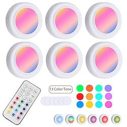 3pcs/6pcs LED Closet Ligths RGB Wireless Puck Lights with Remote Control Night Light 13 Colors Breathing Variable Light Festive Atmosphere Clapping Light for Bedroom Wardrobe Under Cabinet Light Lightinthebox