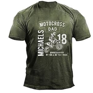 Men's Unisex T shirt 3D Print Graphic Prints Motorcycle Crew Neck Street Daily Print Short Sleeve Tops Casual Designer Big and Tall Papa T Shirts Army Green miniinthebox