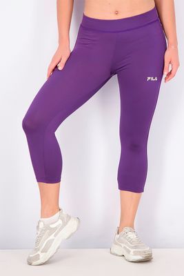 Womens Plain Capri Leggings Grape Royal Womens Plain Capri Leggings Grape Royal