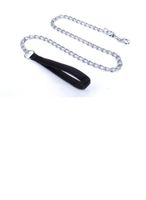 For Pet Dog Lead Chain With Pu Handle & Collar Black For Dog - Large