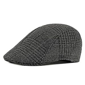 Hat Beret Hat Men's Coffee Gray Black Outdoor Street Daily Adjustable Buckle Plaid Windproof Warm Breathable miniinthebox