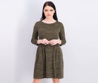 Womens Three Quarter Sleeve Dress  Olive - thumbnail