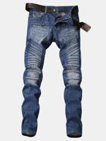 Biker Elastic Stone Washed Ripped Jeans