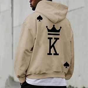 Graphic Prints Poker Fashion Daily Casual Hoodie Pullover Vacation Going out Streetwear Hoodies Beige Long Sleeve Hooded Print Spring   Fall Designer Lightinthebox
