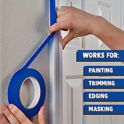 1pc Blue Painters Tape, 100ft, Blue Masking Tape,Multi-Purpose Tape Truck Tarpaulin Repair Tape Gum Tape, Waterproof Self-Adhesive Tape, Canvas Crepe Tarpaulin Durable and Convenient miniinthebox