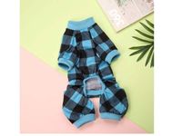 Pets Club Check Pattern Soft Jumpsuit Sleepwear For Dogs Blue - Large
