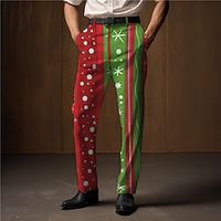 Geometry Business Casual Men's 3D Print Dress Pants Pants Trousers Outdoor Daily Wear Streetwear Ugly Christmas Polyester Wine Yellow Blue S M L Medium Waist Elasticity Pants Lightinthebox - thumbnail