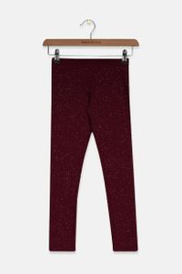 Girls Textured Leggings  Burgundy Sparkle