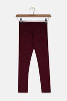 Girls Textured Leggings  Burgundy Sparkle - thumbnail