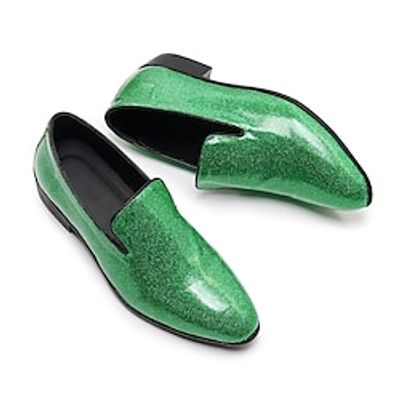 Men's Loafers  Slip-Ons Casual Shoes Dress Shoes Plus Size British Christmas Xmas Patent Leather Comfortable Slip Resistant Loafer Red Blue Green Spring Fall miniinthebox