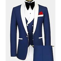 Navy Blue Dark Green Men's Wedding Suits Patchwork 2 Piece Tailored Fit Single Breasted One-button 2024 Lightinthebox - thumbnail