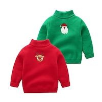 Kids Boys Christmas Turtleneck Sweater Solid Color Long Sleeve School Adorable Red Fall Clothes 7-13 Years Lightinthebox - thumbnail
