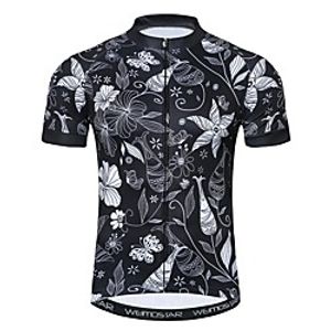 21Grams Men's Short Sleeve Cycling Jersey Summer Spandex Polyester Black Floral Botanical Bike Jersey Top Mountain Bike MTB Road Bike Cycling Quick Dry Moisture Wicking Breathable Sports Clothing Lightinthebox