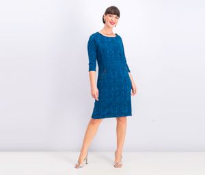 Womens 3/4 Sleeve Smart Dress  Turquoise/Black